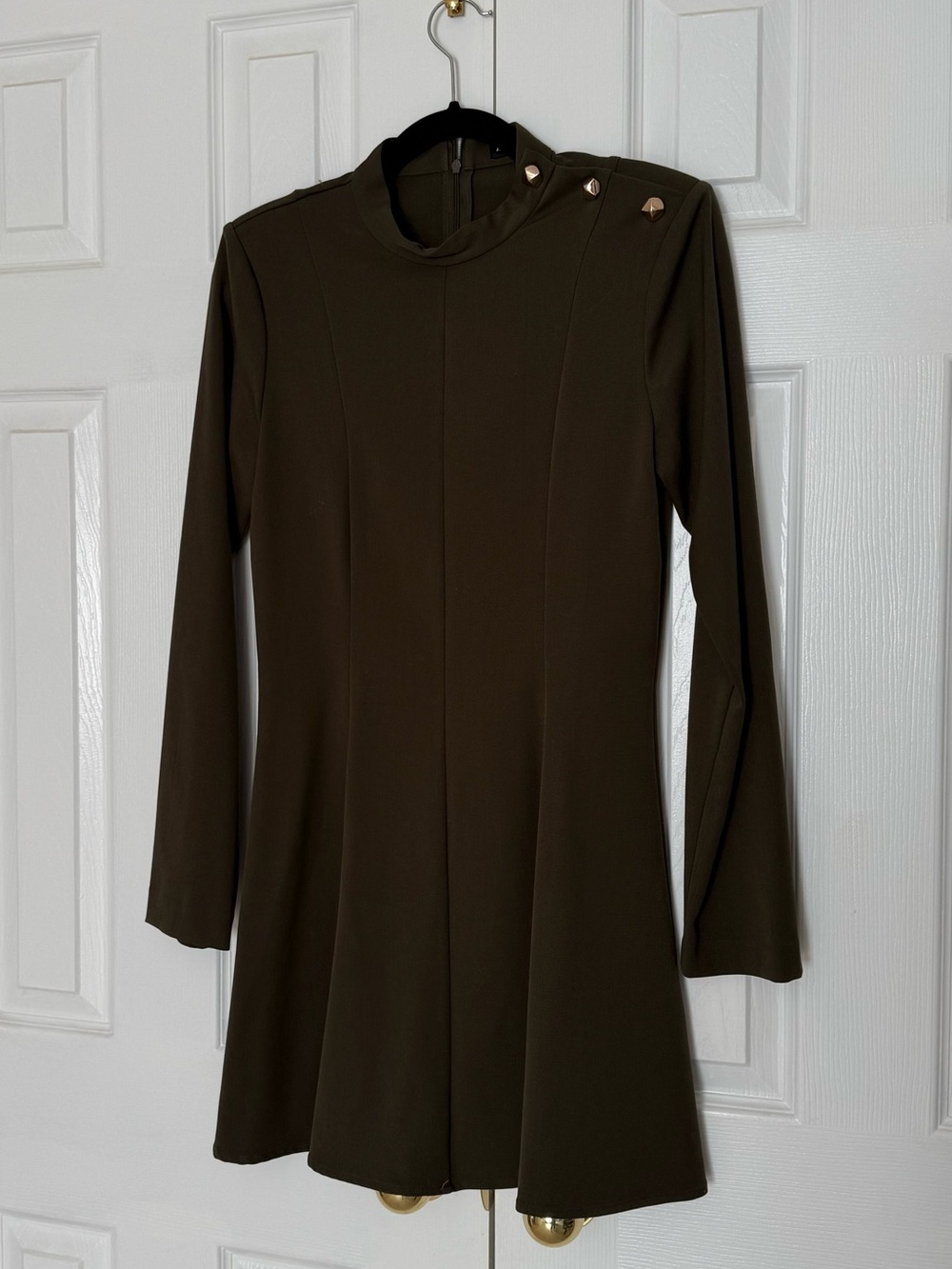 Zara Olive Mini Dress with Shoulder Button Detail